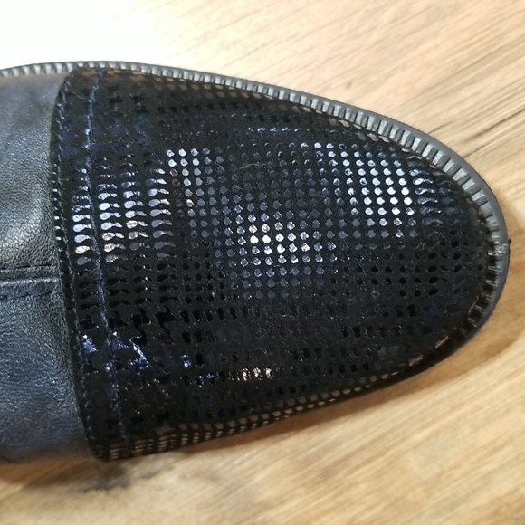 FRANCE MODE On Trend Blue Gray Black Mixed Media Booties with Straps - Picture 4 of 15